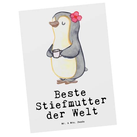 Mr And Mrs Panda Postkarte Pinguin Beste Stiefmutter Der Welt Weiß