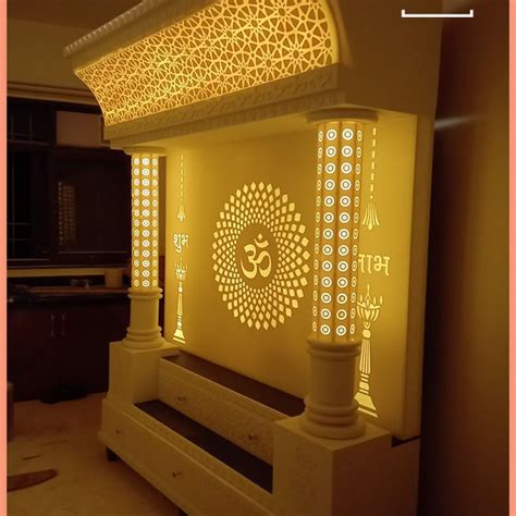 Puja room, mandir, interior design, beautiful home designs, idols, white puja room, puja room design ideas, save photos to scrapbooks; Corian Temple Design | Pooja room door design, Room door ...