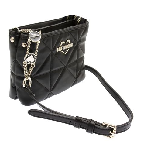 Love Moschino Womens Black Quilted Pouch Crossbody Bag Hurleys