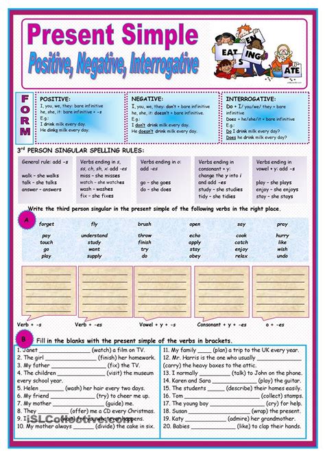 Present Simple Spelling Rules Simple Present Tense Worksheets