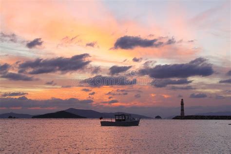 Seaside Town Of Turgutreis And Spectacular Sunsets Stock Photo Image