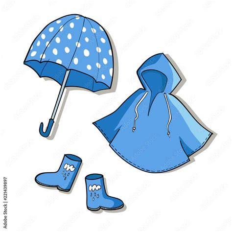 Blue Rainy Weather Clothes Collection Stock Vector Adobe Stock