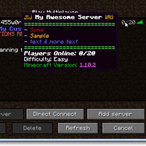The motd is a bit of description text that is displayed on the multiplayer list for users to see before they join a minecraft server. Overview - p455w0rd's MOTD Customizer - Mods - Projects ...
