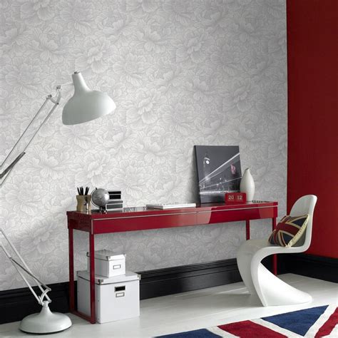 Superfresco Easy Whitegrey Paper Floral Wallpaper At