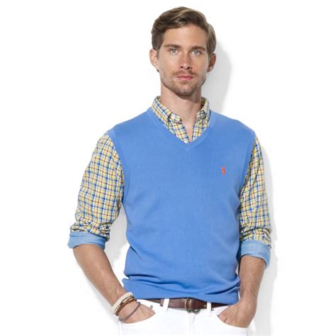 Shop dresses, tops, jackets, jeans, sweaters and more from a variety of brands and designers. Ralph Lauren Polo V Neck Pima Cotton Sweater Vest in Blue ...
