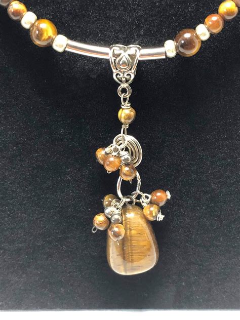 Sterling Silver Tiger Eye Necklace With Pendant Etsy