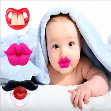 New Baby Pacifier Red Kiss Lips Dummy Pacifiers Funny Silicone Baby