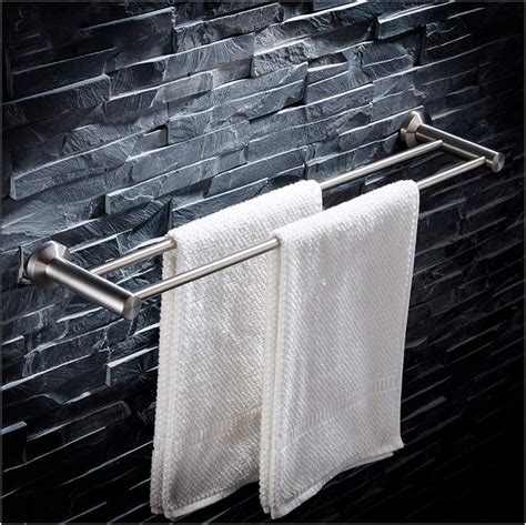 Abbd Bathroom Towel Rack Double Stainless Steel 304 Brushed Round Base
