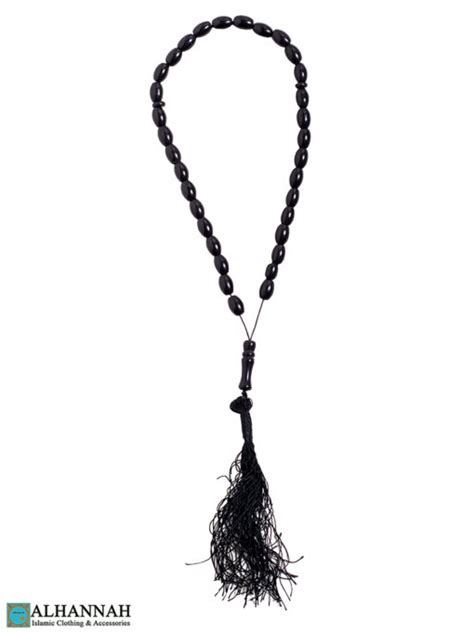 Glass Tasbih Beads Solid Black Ii1208 Alhannah Islamic Clothing