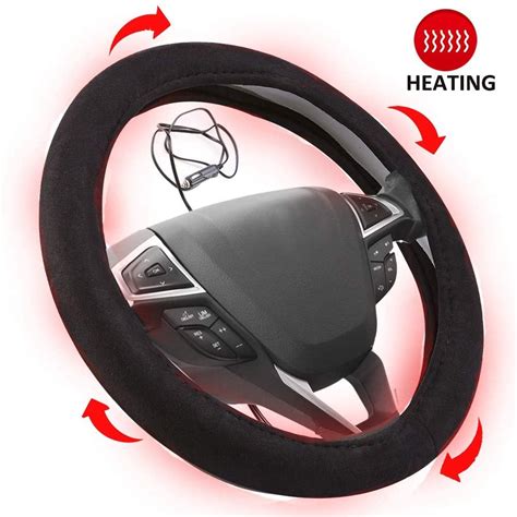 Heated Steering Wheel Cover 12v Auto Steering Wheel Black Protector