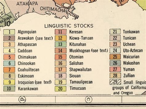 Us Map Of Native American Indian Tribes And Linguistic Stocks Etsy