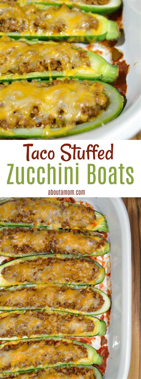 Slice your zucchini in half lengthwise and then hollow out centers with a spoon. Taco Stuffed Zucchini Boats Recipe - About a Mom