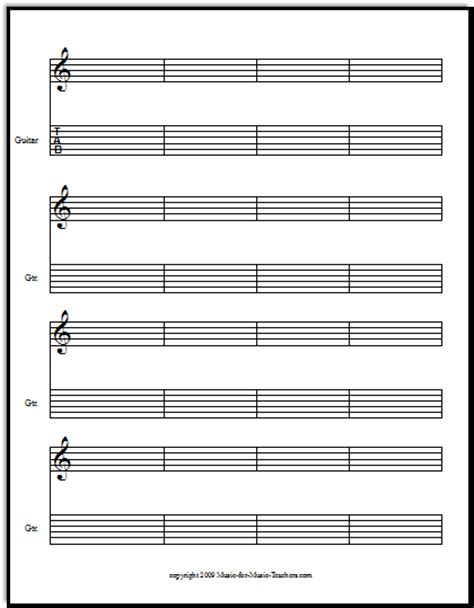 Grand staff ledger line note naming and intervals practice. Free Guitar Tablature Paper for Teachers, Downloadable and Printable