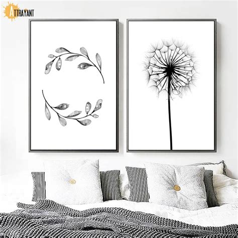 Dandelion Feather Watercolor Leaf Wall Art Canvas Painting Nordic