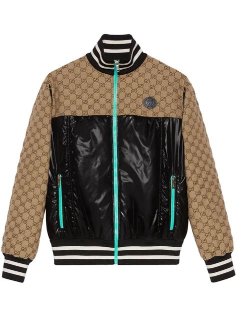 Gucci Gg Logo Pattern Bomber Jacket In Black Lyst