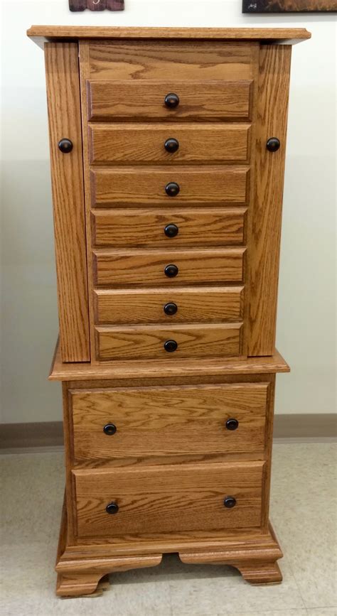 48″ Deluxe Jewelry Armoire With Clock Base Amish Traditions Wv