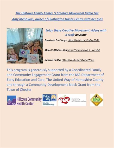 Creative Movement Video List Hilltown Community Health Center