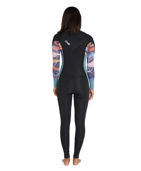 Oneill Womens Bahia 32mm Steamer Chest Zip Wetsuit Navy Tropical