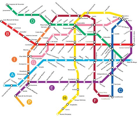 Mapa Del Subte O Metro De Buenos Aires Tamaño Completo Ex
