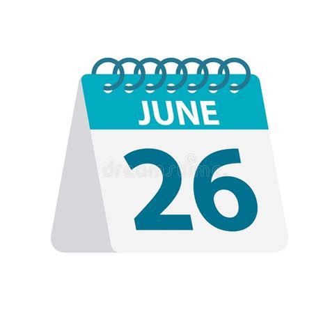 June 26 Calendar Icon Vector Illustration Of One Day Of Month