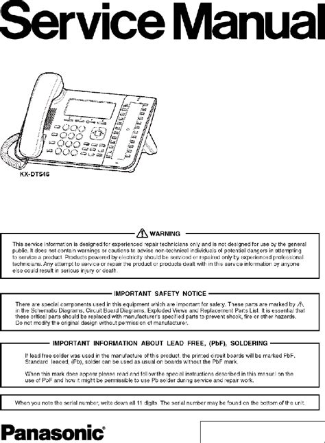 Panasonic Kx Dt543 Telephone Service Manual Pdf Viewdownload