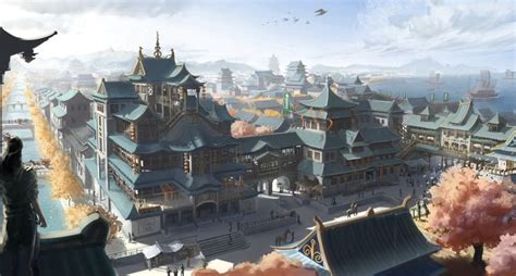 Artstation Ancient Chinese City Yujiang J Fantasy City Ancient