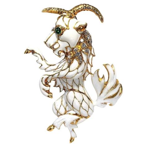 Grand Scale Pan Mythical Creature In 18k Gold Enamel Emeralds