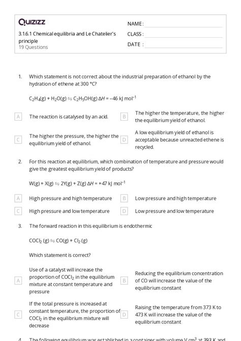 50 Equilibrium Constant And Reaction Quotient Worksheets For 9th Year