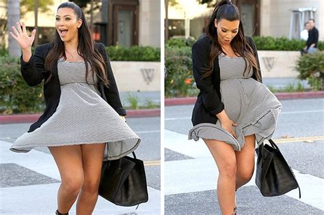 Kim Kardashian Baby Bump Almost Flashed In Public Mirror Online