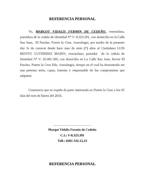 Modelo De Carta De Recomendacion Personal Nicaragua Modelo De Carta De