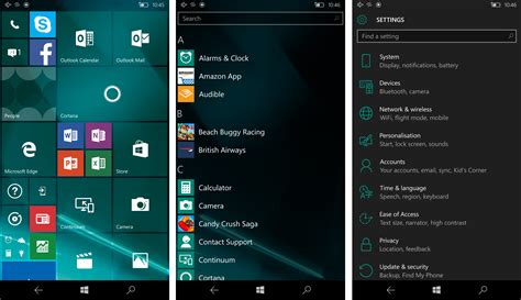 Windows 10 Mobile Cortana Live Tiles Action Centre And Settings 2