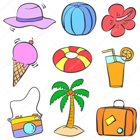 Collection Stock Of Summer Object Doodles — Stock Vector © Kongvector