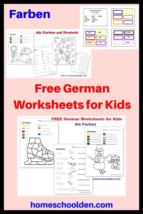 Free German Worksheets For Kids Farben German Language Learning
