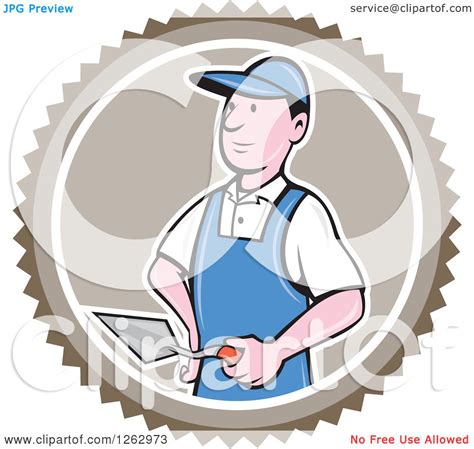 Clipart Of A Cartoon Male Bricklayer With A Trowel In A