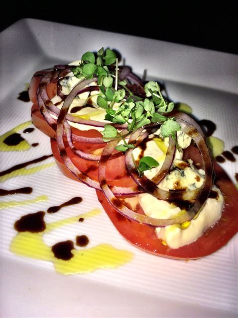 Beefsteak Tomato Salad With Blue Cheese Red Onion And Aged Balsamic Aged