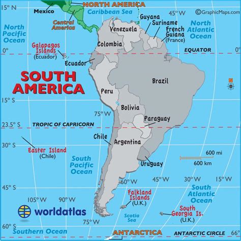 Large Map Of South America Easy To Read And Printable