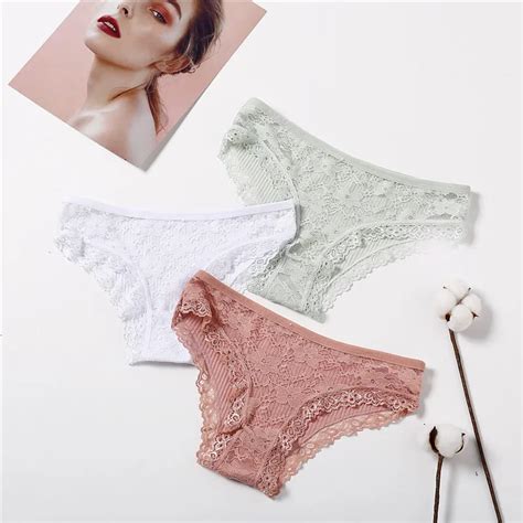 sexy lace panties women fashion cozy lingerie tempting pretty briefs high quality cotton middle