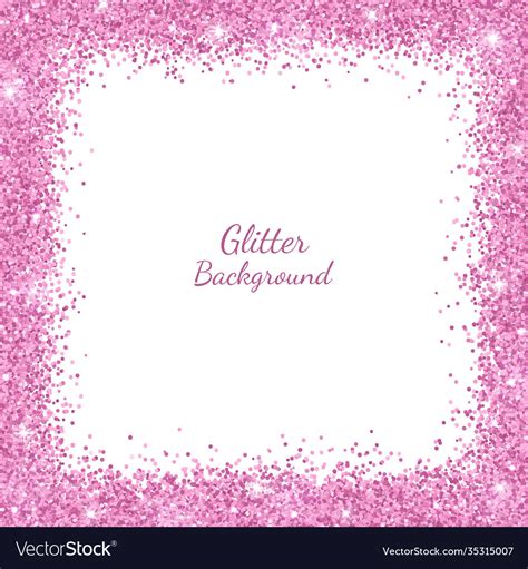 Border Frame With Pink Glitter On White Background