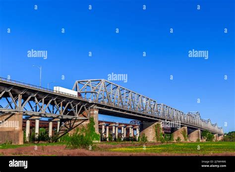 The Memphis Arkansas Memorial Bridge On Interstate 55 Crossing The