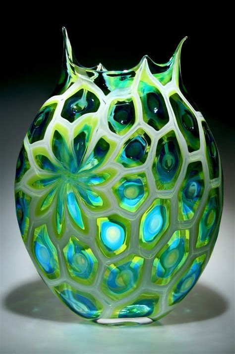 David Patchen Glass Lime And Aqua Foglio David Patchen Art Glass Vessel Artful Home