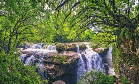 Green Trees Water Waterfall Nature Wallpapers Hd