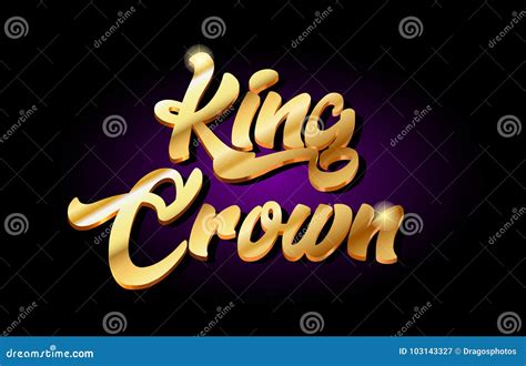 King Crown 3d Gold Golden Text Metal Logo Icon Design Handwritten