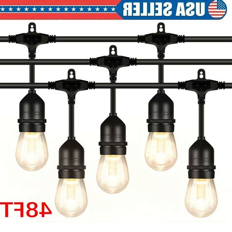 48ft Outdoor Led String Lights Bulb Waterproof Commercial