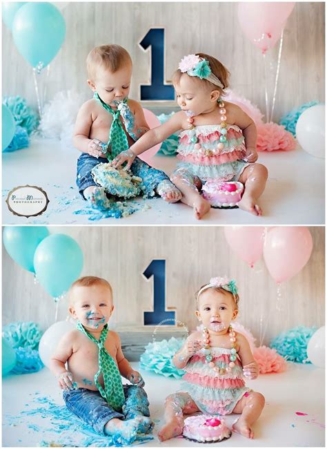 Twins Cake Smash Twin Birthday Pictures New Baby Products Twin Cake