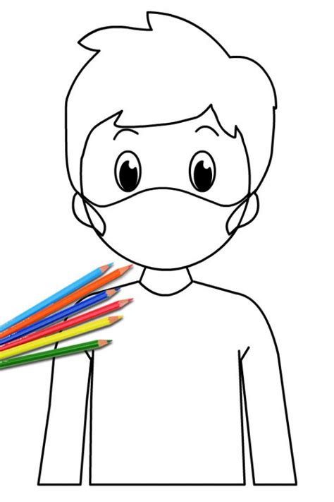 Boy Wearing Face Mask Coloring Page