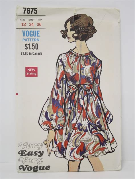 1970s vintage sewing pattern 1971 vogue pattern no 7675 womens sewing pattern for misses one