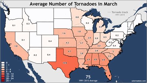 Annual And Monthly Tornado Averages For Each State Maps Us Tornadoes