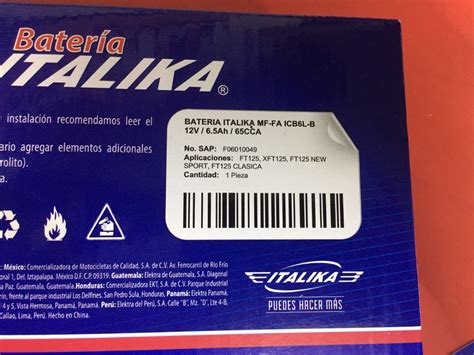 Bateria Moto Italika Original Libre Mantenimiento Ft125 125z Mercado