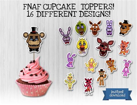 Five Nights At Freddys Cupcake Toppers 16 By Superinstantparty Five