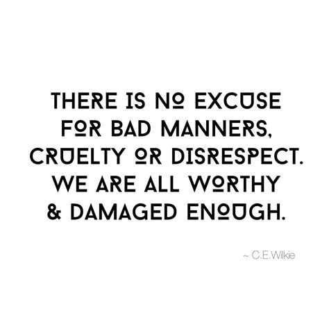There Is No Excuse For Bad Manners Cruelty Or Disrespect We Are All